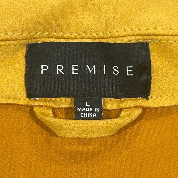 Premise Jacket Women's Large Golden Vegan Suede Faux Leather Open Front Pockets - Picture 7 of 9